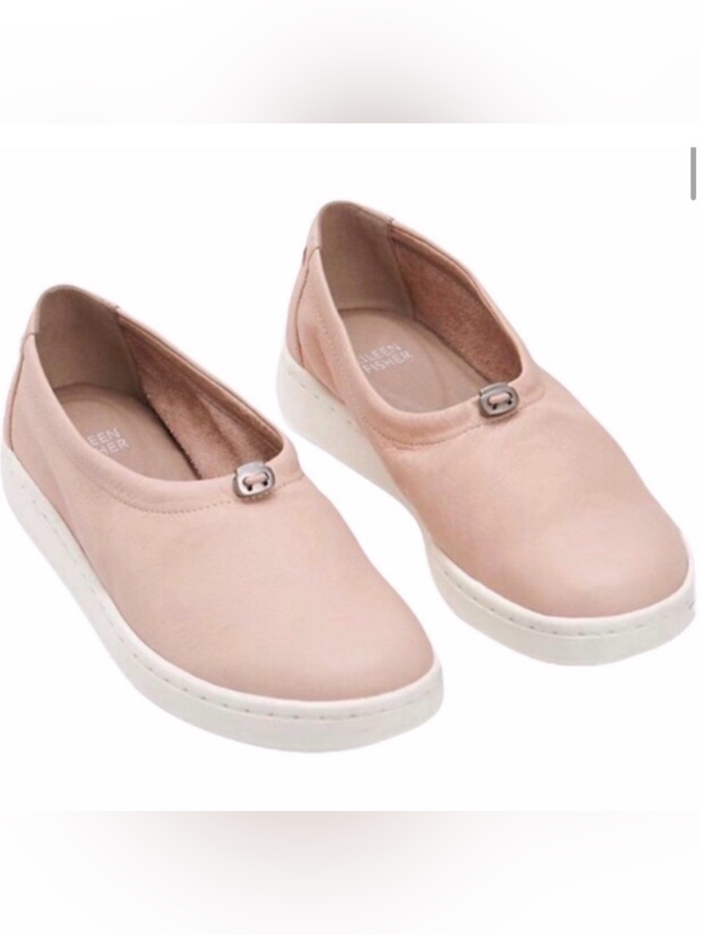 EILEEN FISHER Sydney Slip On Washed Leather Comfort Sneakers Blush Pink Size 8